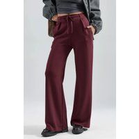 Weite plissierte Palazzo-Hose aus Strick