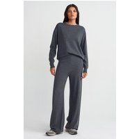 Weit geschnittene Lurex-Strickhose