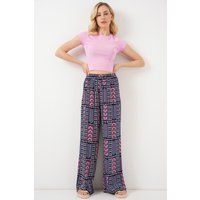 Gemusterte High-Waist Palazzo-Hose