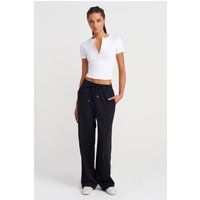 Lockere Crepe-Hose mit weitem Bein