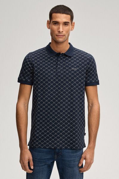 JOOP! Paigam Poloshirt Dunkelblau Cornflower-Print Baumwollmischung