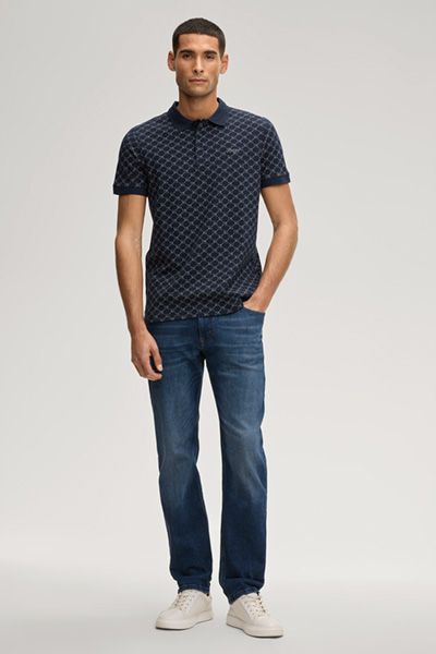 JOOP! Paigam Poloshirt Dunkelblau Cornflower-Print Baumwollmischung