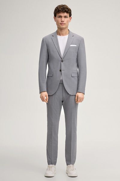 Joop! Damon-Gun Hellgrau Meliert Stretch Wollmischung Anzug
