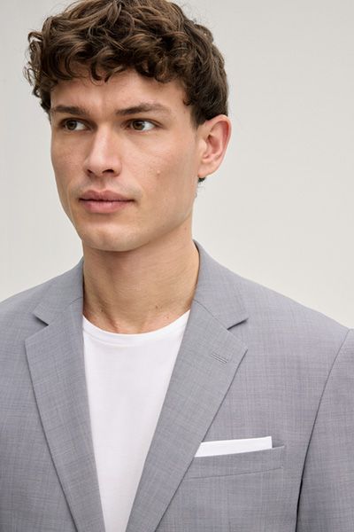 Joop! Damon-Gun Hellgrau Meliert Stretch Wollmischung Anzug