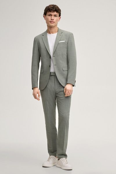 JOOP! Salbeigrün Meliert Damon-Gun Wollmischung Anzug Slim Fit