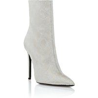 Satin-Stiefeletten mit Kristall-Monogramm