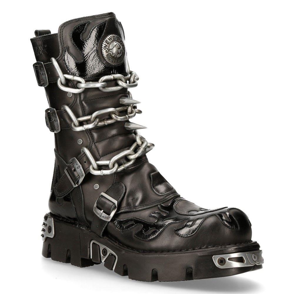 Gothic-Plateaustiefel mit Spikes und Ketten