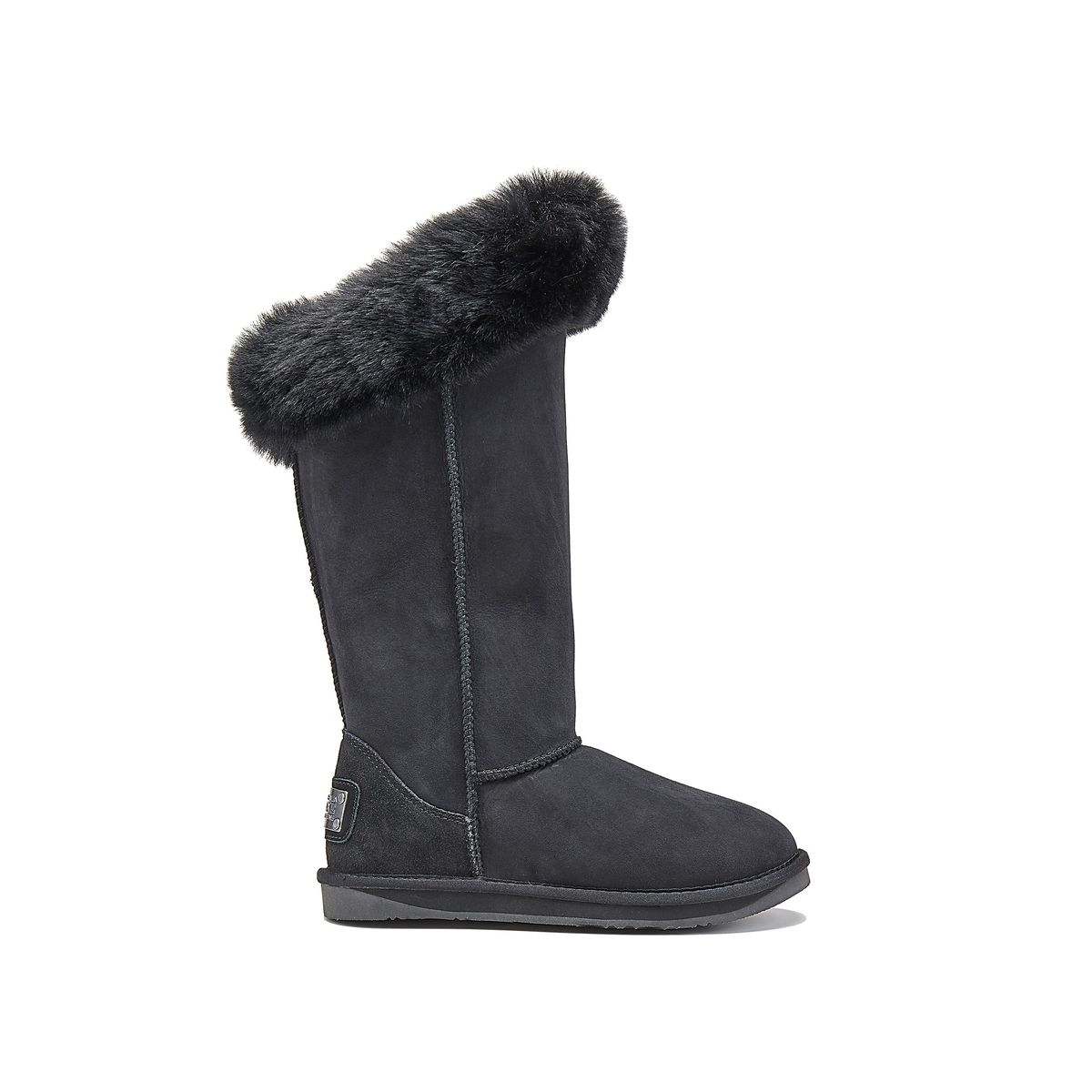 Hohe Wildlederstiefel mit Kunstfell-Besatz