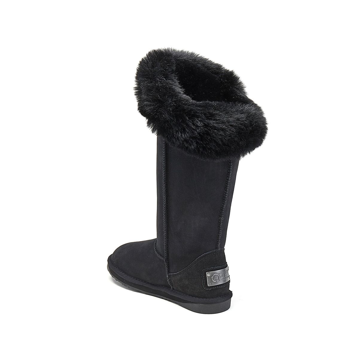 Hohe Wildlederstiefel mit Kunstfell-Besatz