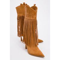 Fransenstiefel mit spitzer Zehenpartie