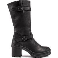 Hohe vegane Biker-Stiefel mit Schnallen