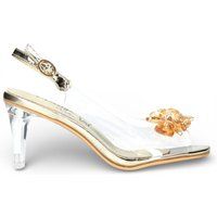 Transparente Slingback-Sandalen mit Kristallblume