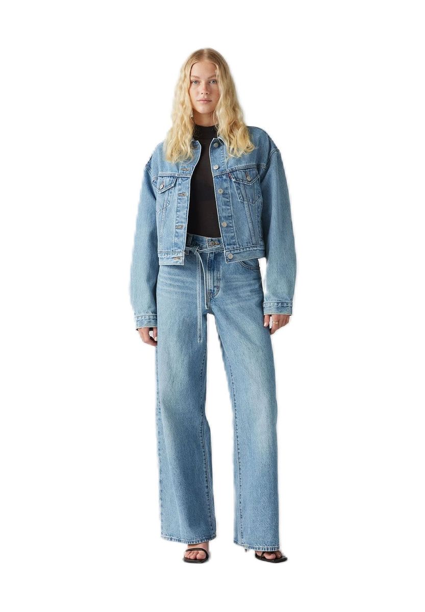 Weite High-Rise Jeans mit Gürtel