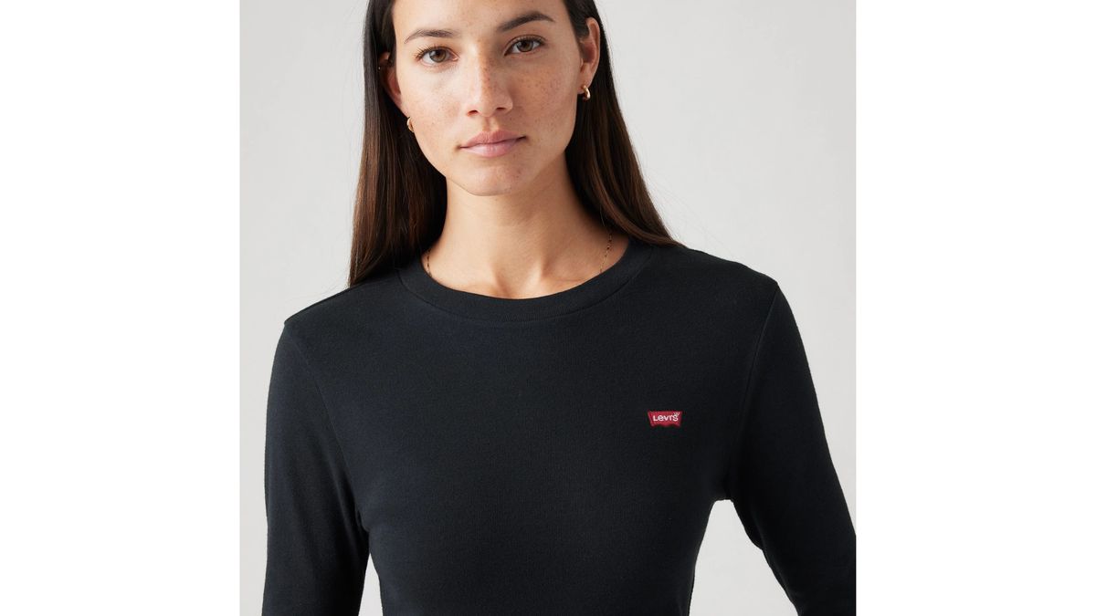 Levi's® Langarmshirt "Essential Housemark Long-Sleeve Tee", Baumwolle, für Damen, schwarz, M