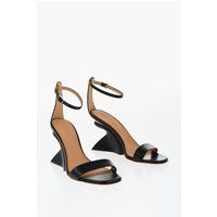 Leder-Sandalen mit skulpturalem Keilabsatz