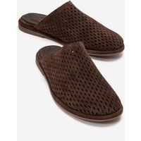 Laserperforierte Slipper-Mules aus Wildleder