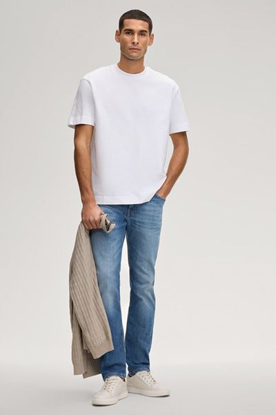 Joop! Achilleas Weißes Basic Essential Rundhals Baumwoll T-Shirt