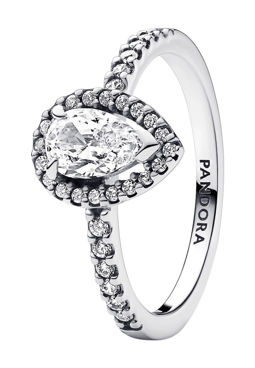 Sterling Silber Birnenförmiger Halo Ring