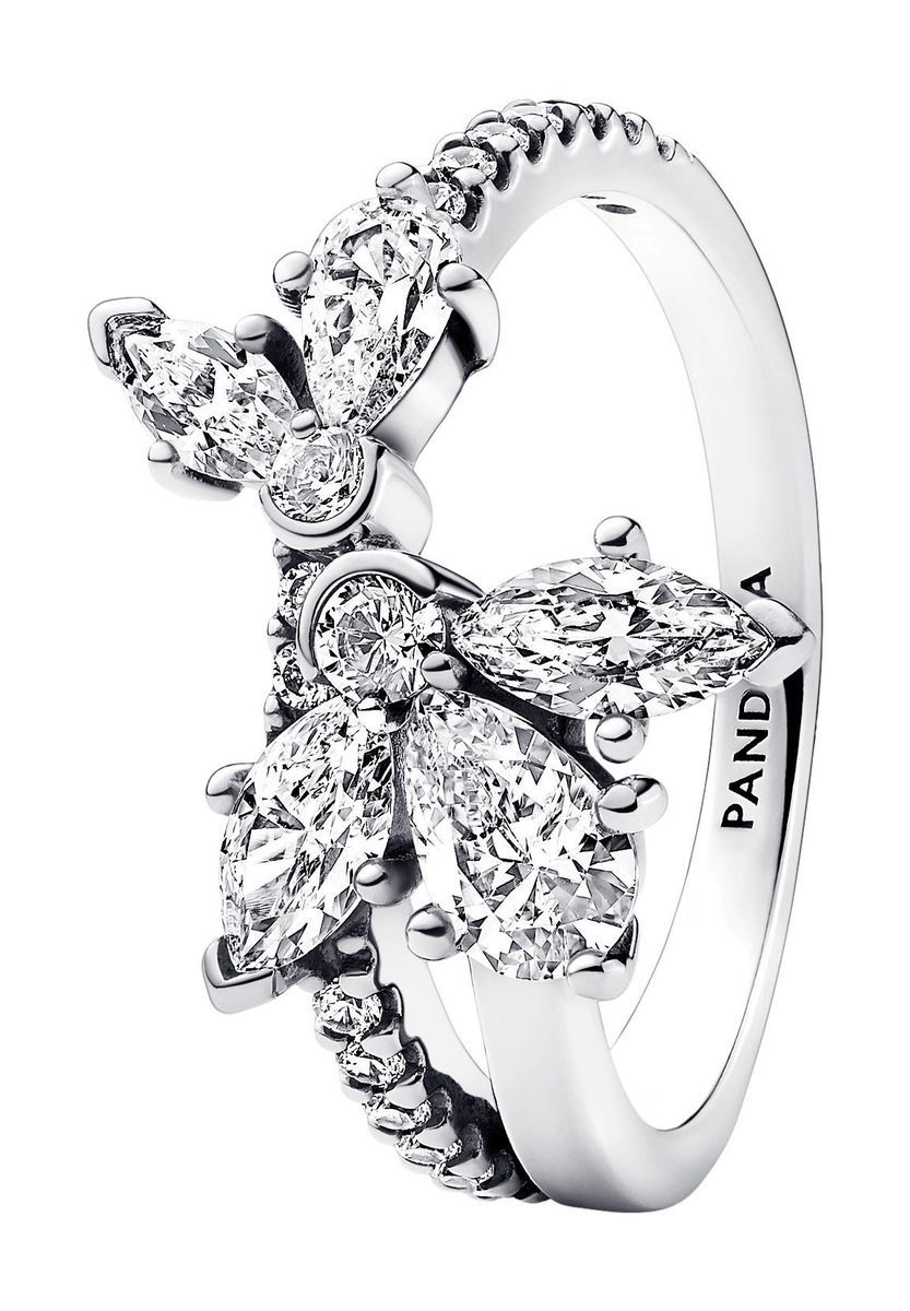 Floral Cluster Statement Ring mit Kristallen