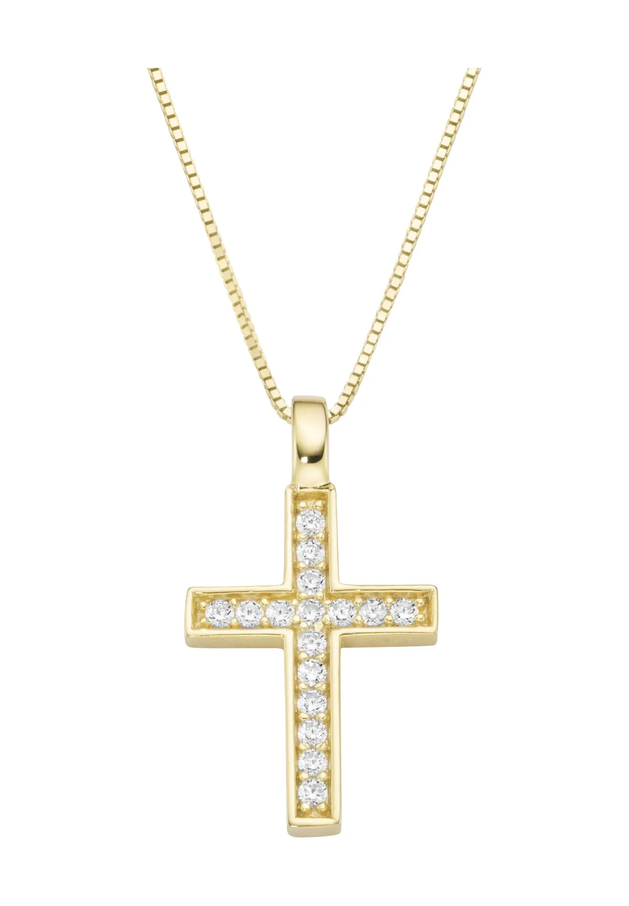 Elegante Kreuzhalskette mit Zirkonia