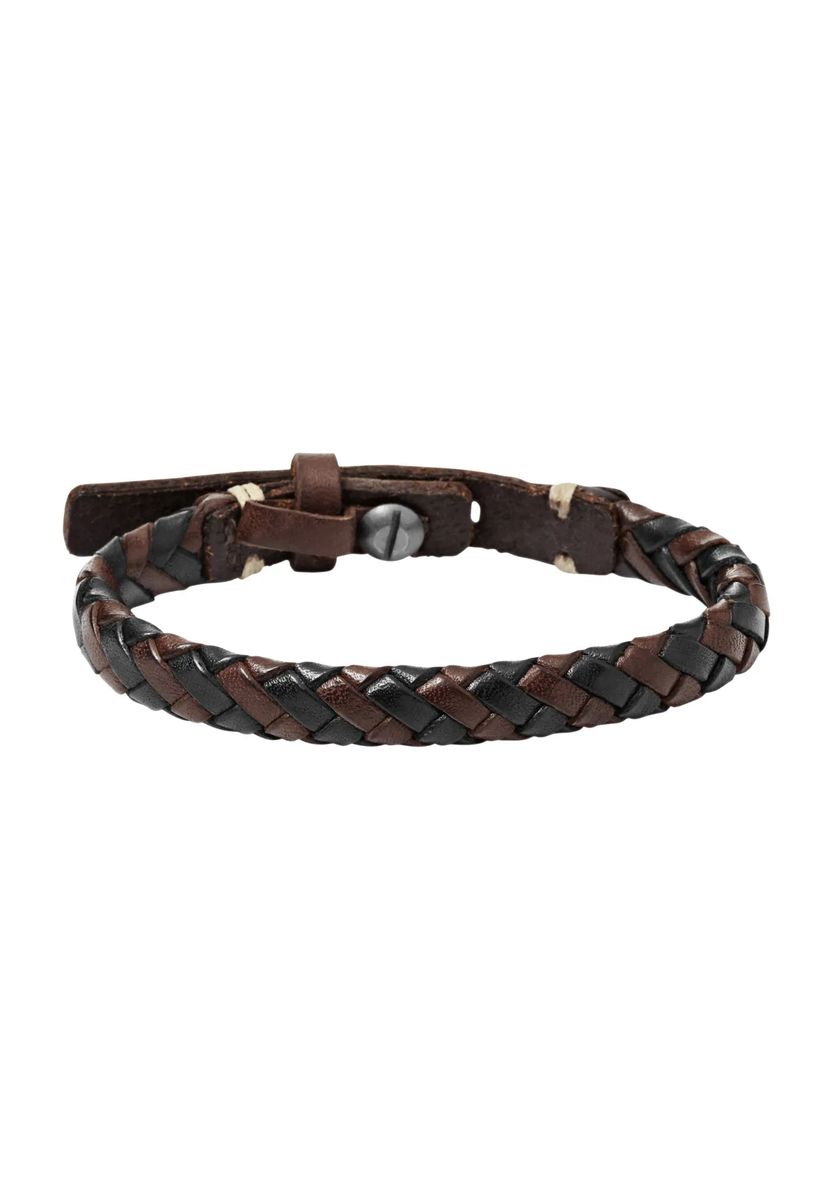 Geflochtenes Lederarmband mit Pinschließe