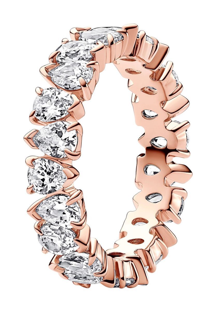 Roségoldplattierter Ring mit birnenförmigen Steinen