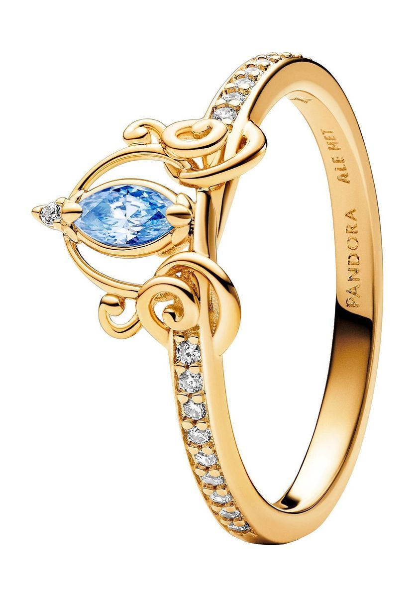 Goldfarbener Ring mit blauem Edelsteindetail
