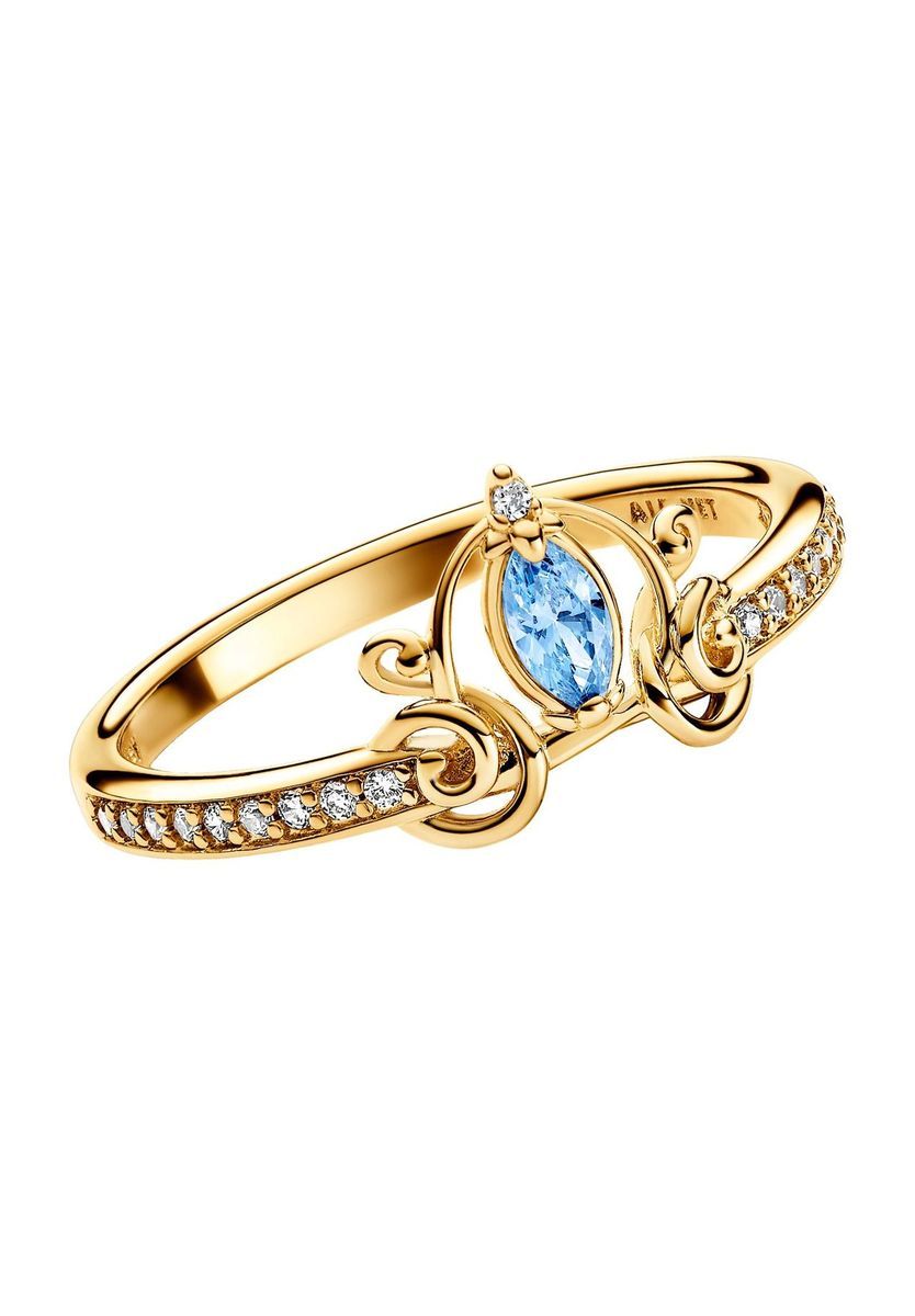 Goldfarbener Ring mit blauem Edelsteindetail