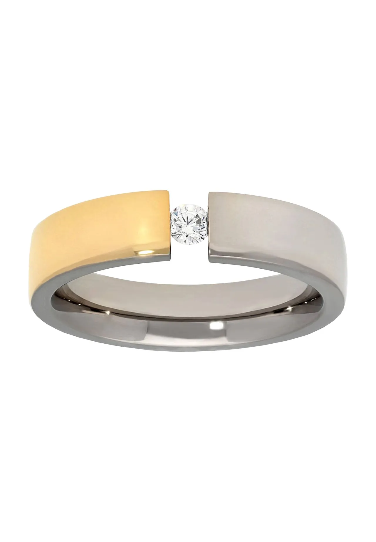 Bicolor Titanring mit Zirkonia