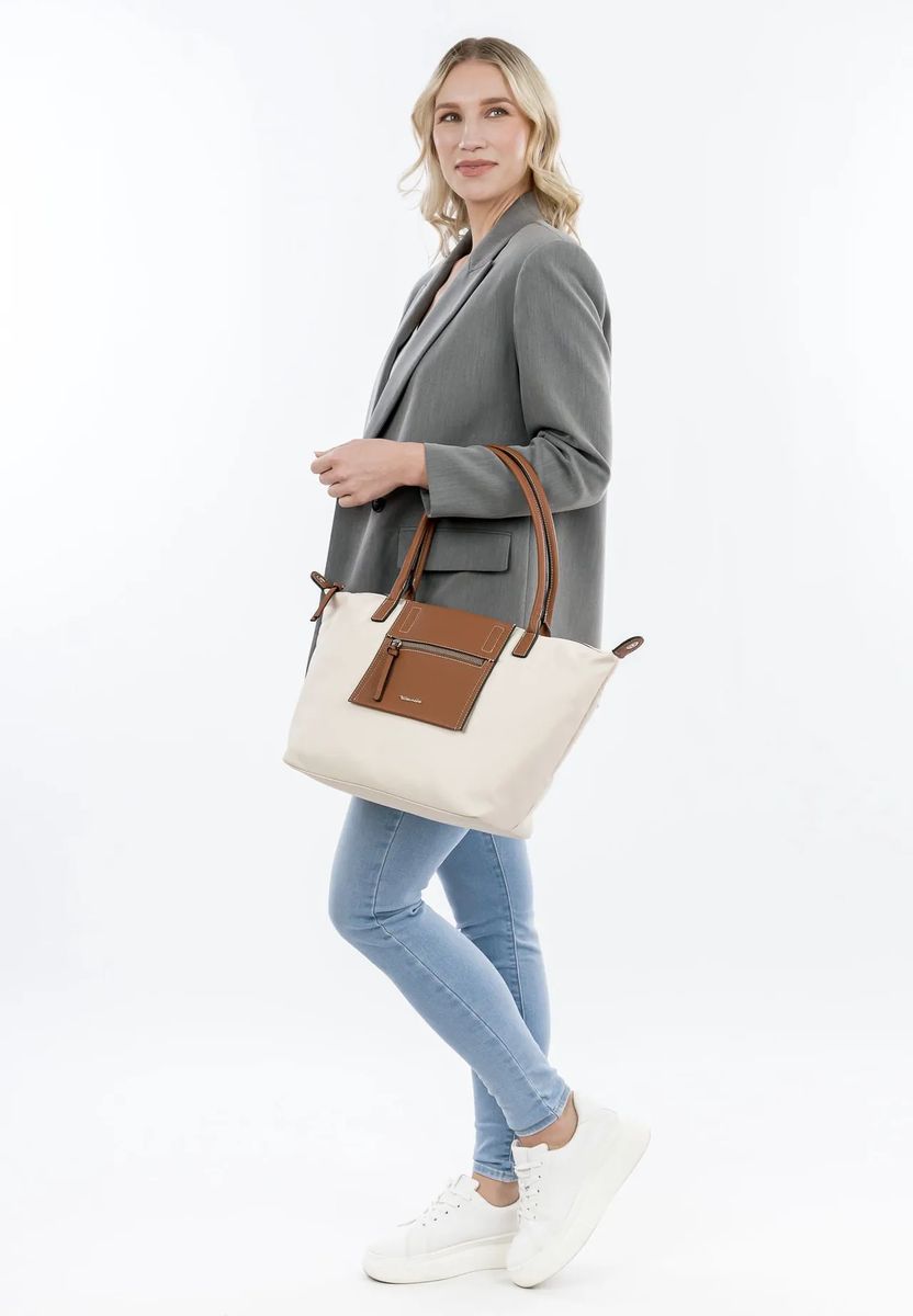 Zweifarbiger Shopper mit Fronttasche