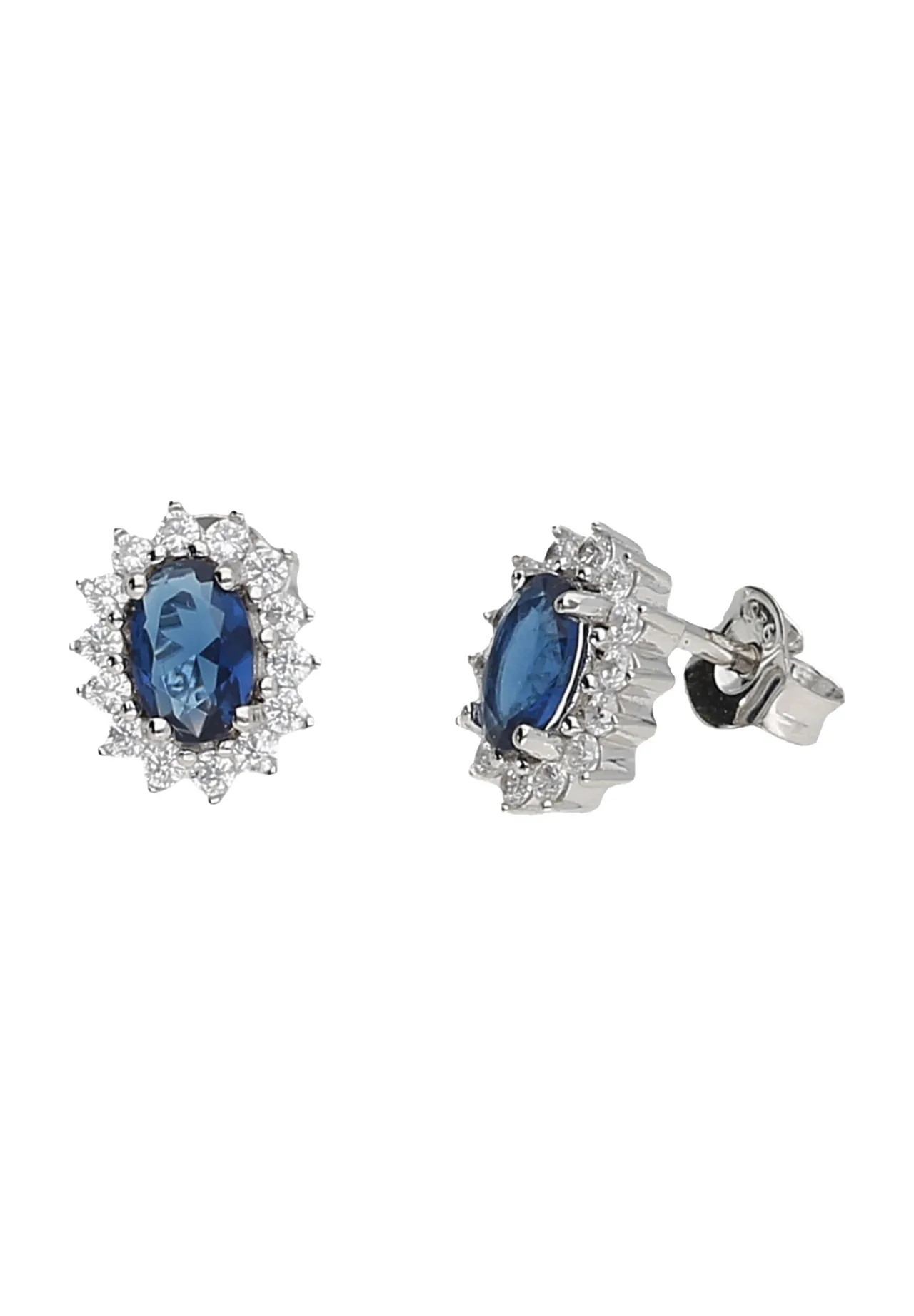 Elegante ovale blaue Kristall-Ohrstecker