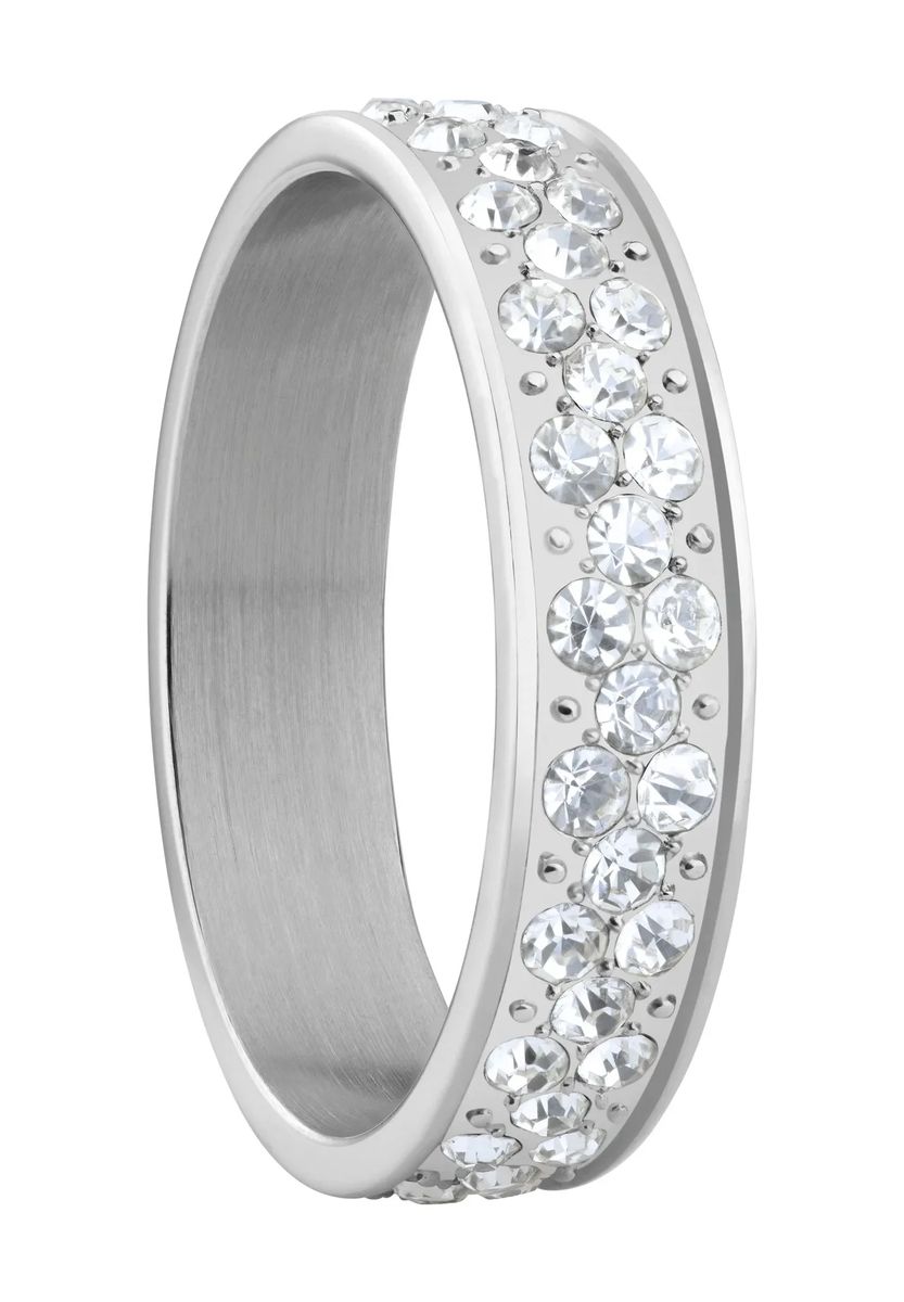 Edelstahl-Bandring mit Pavé-Kristallen