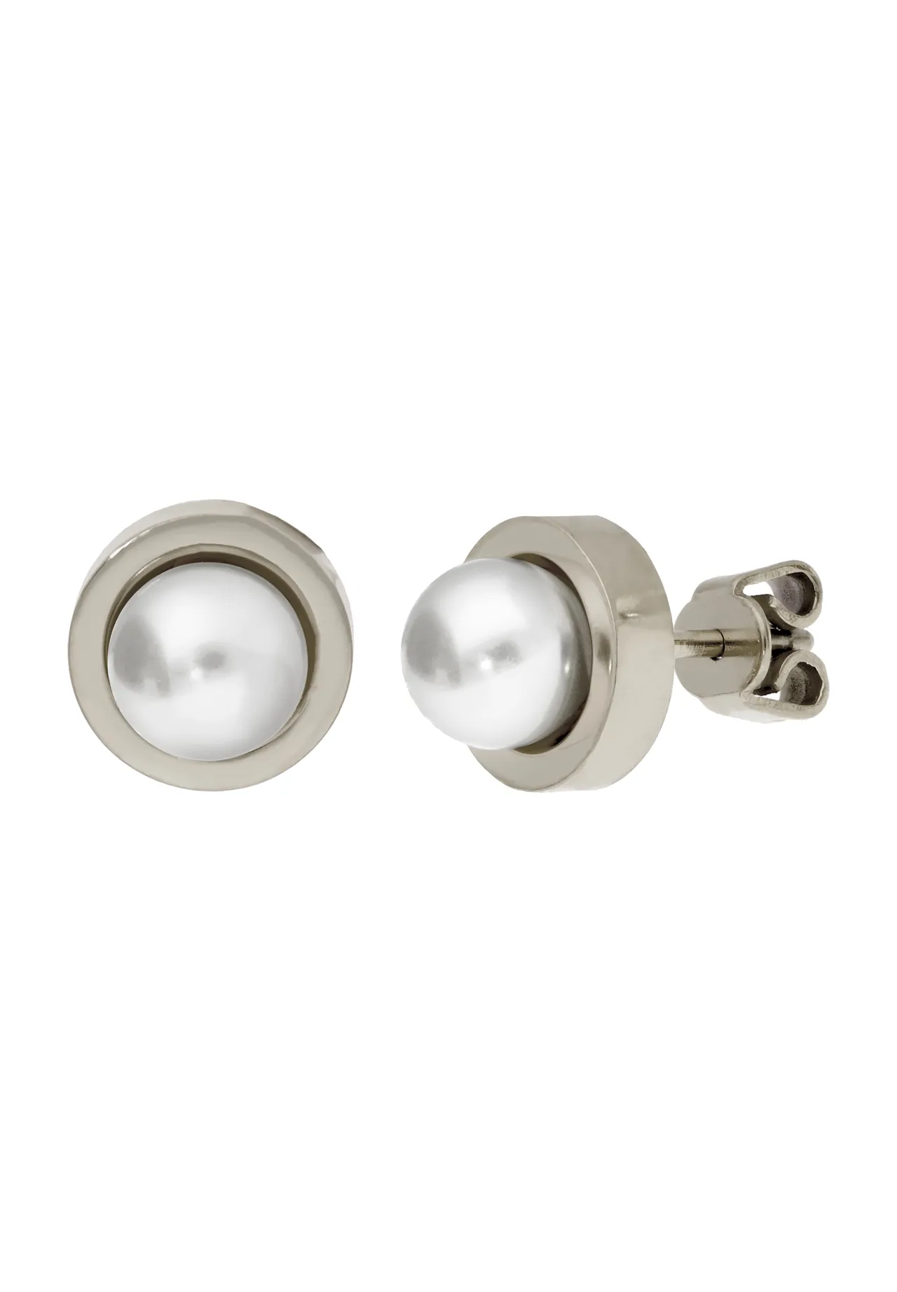 Minimalistische Perlenohrstecker mit Zargenfassung