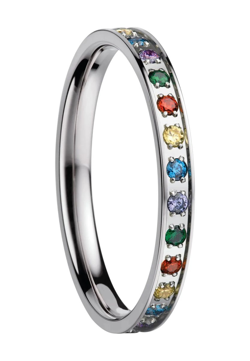 Ring mit regenbogenfarbenem Zirkonia-Besatz
