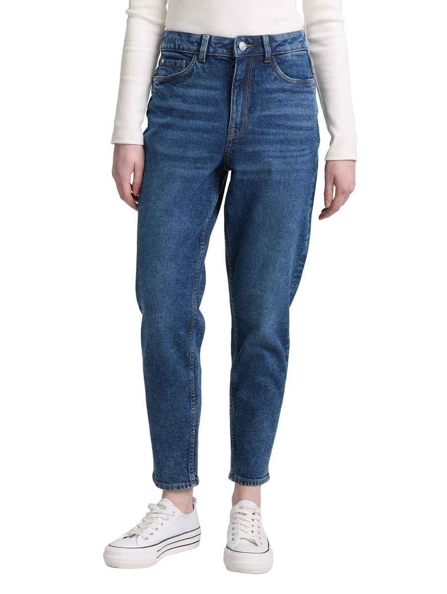 Taillenhohe Mom-Jeans mit Karottenschnitt