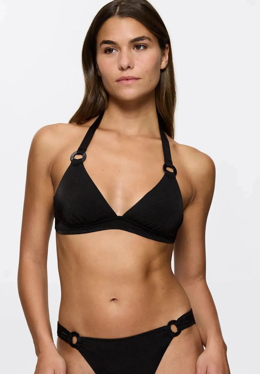 Neckholder-Bikini-Oberteil mit Zierringen