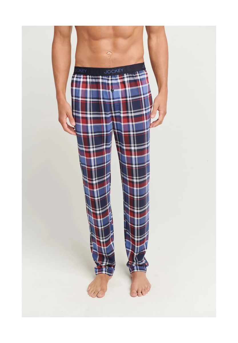 Karierte Lounge-Hose aus Baumwolljersey