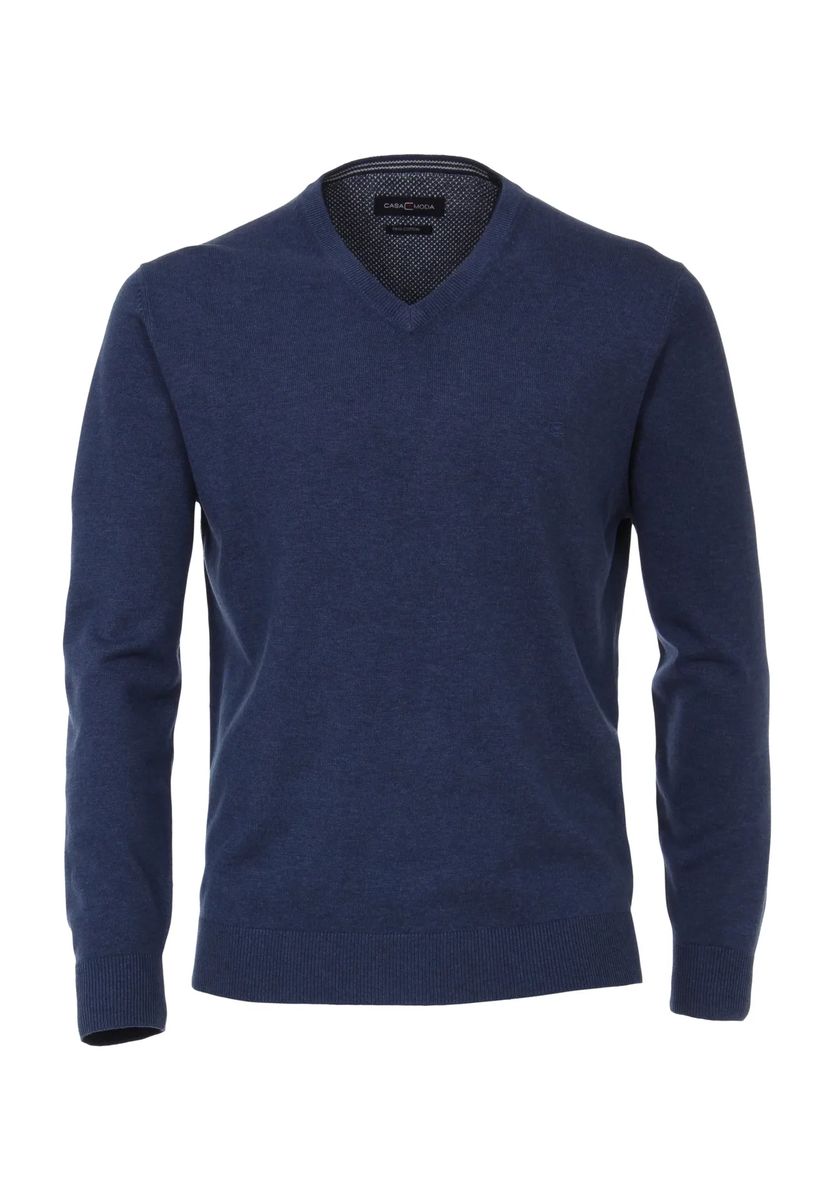 Klassischer Pima-Baumwollpullover mit V-Ausschnitt