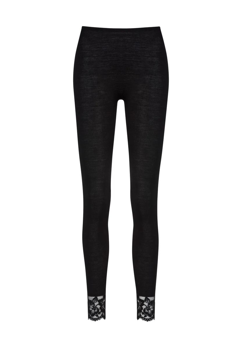 Wolle-Seide-Leggings mit Spitze