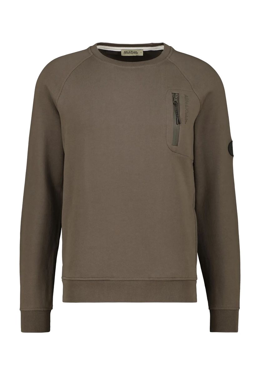 Sportives Rundhals-Sweatshirt mit Reißverschlusstasche