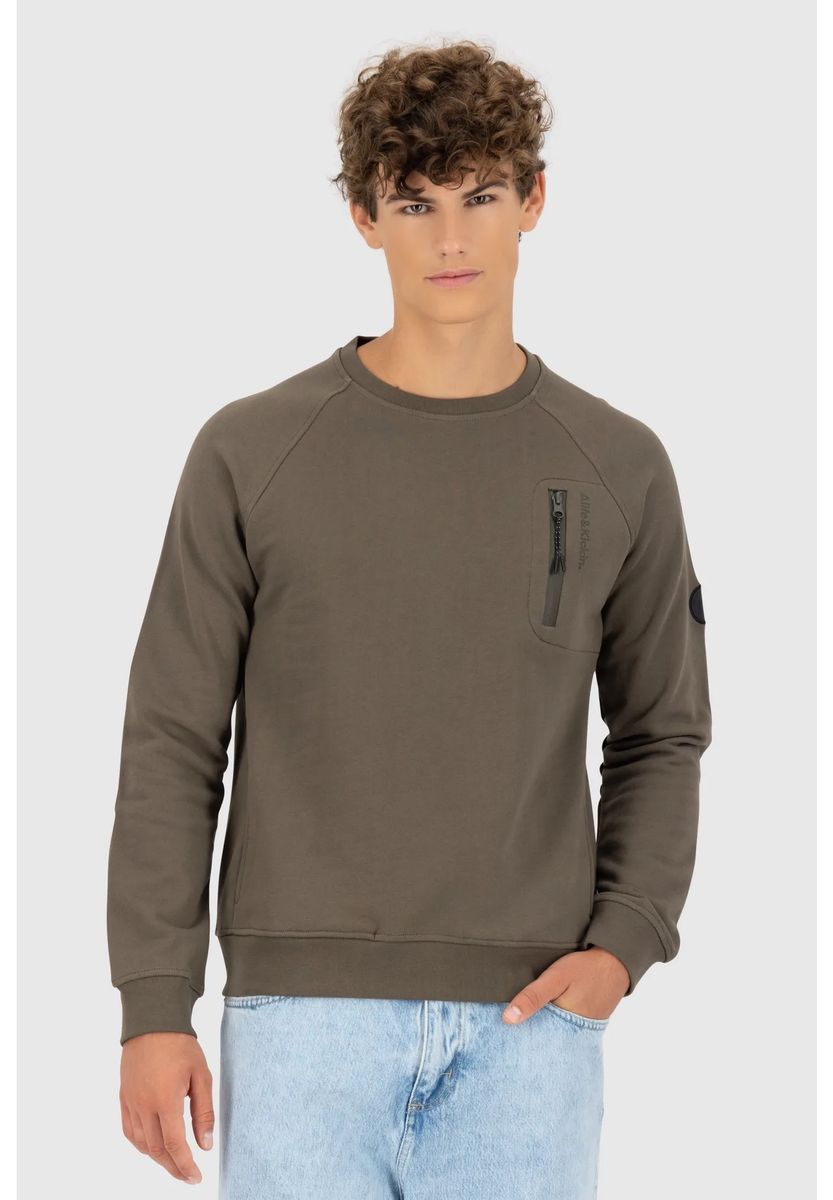 Sportives Rundhals-Sweatshirt mit Reißverschlusstasche