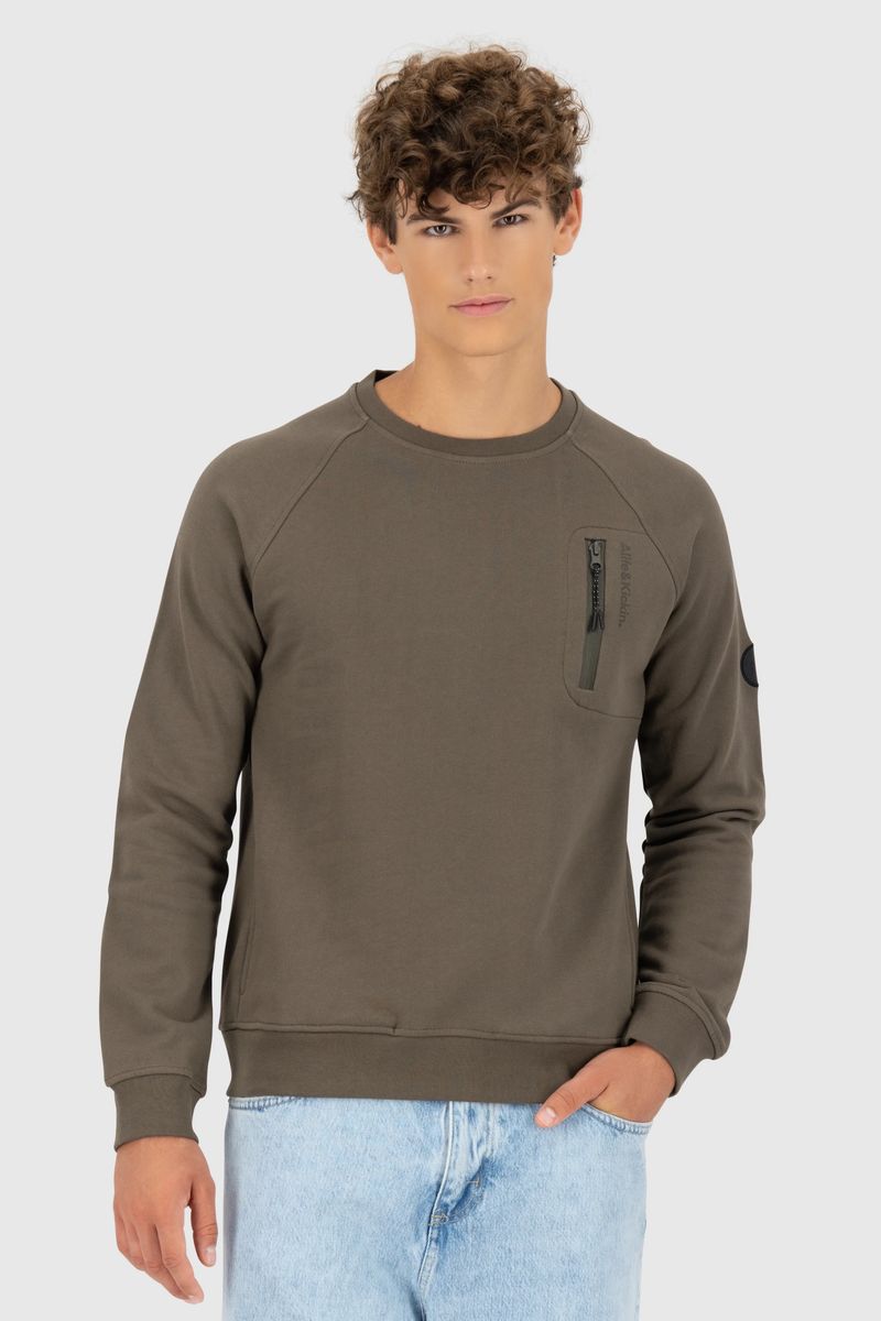 Sportives Rundhals-Sweatshirt mit Reißverschlusstasche