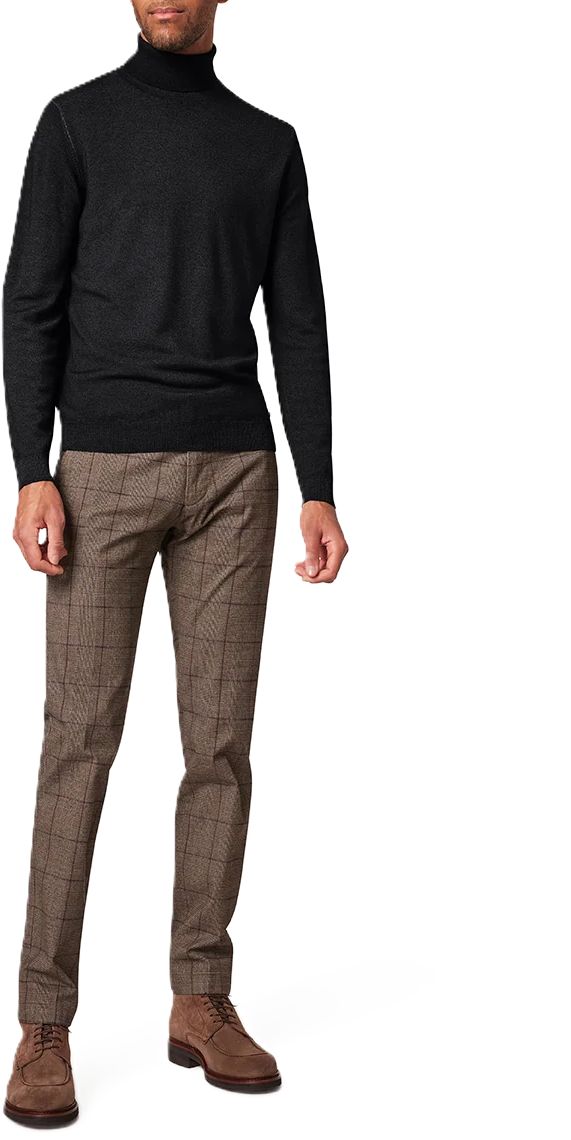Feinstrick-Wollpullover mit Rollkragen