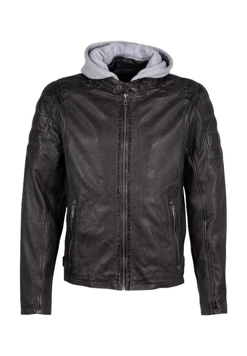 Biker-Lederjacke mit Kapuze