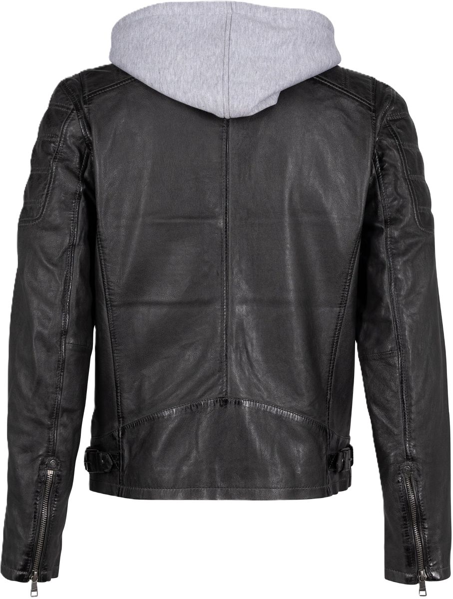 Biker-Lederjacke mit Kapuze