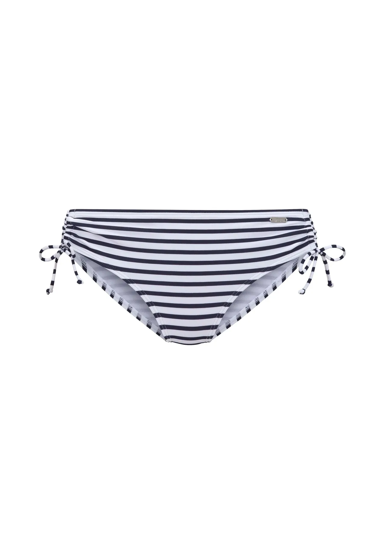 Gestreifte Bikinihose mit seitlicher Raffung