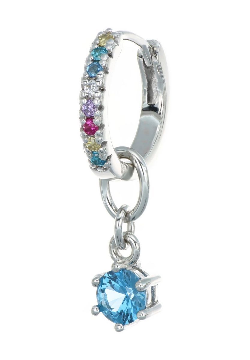 Silberner Creolen-Ohrring mit blauem Zirkonia