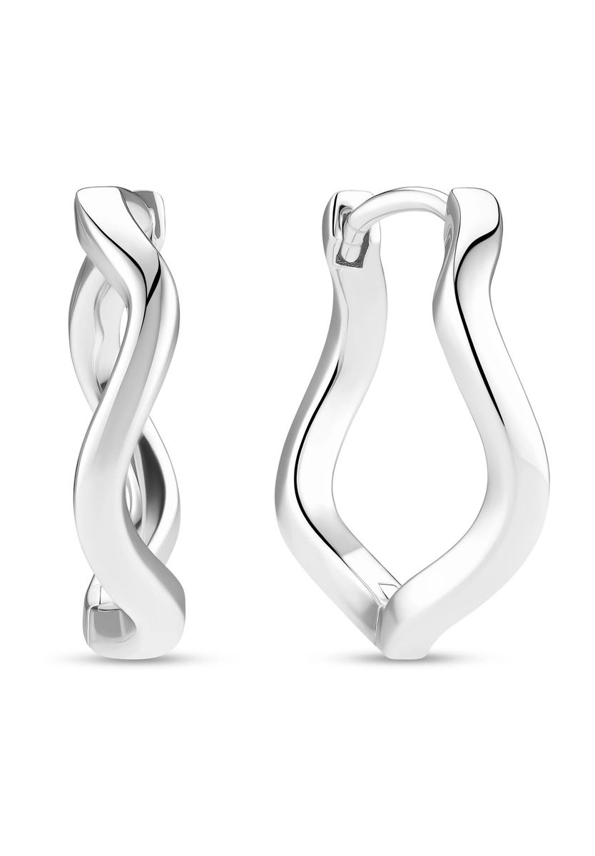 Moderne, silberne, verdrehte Creolen