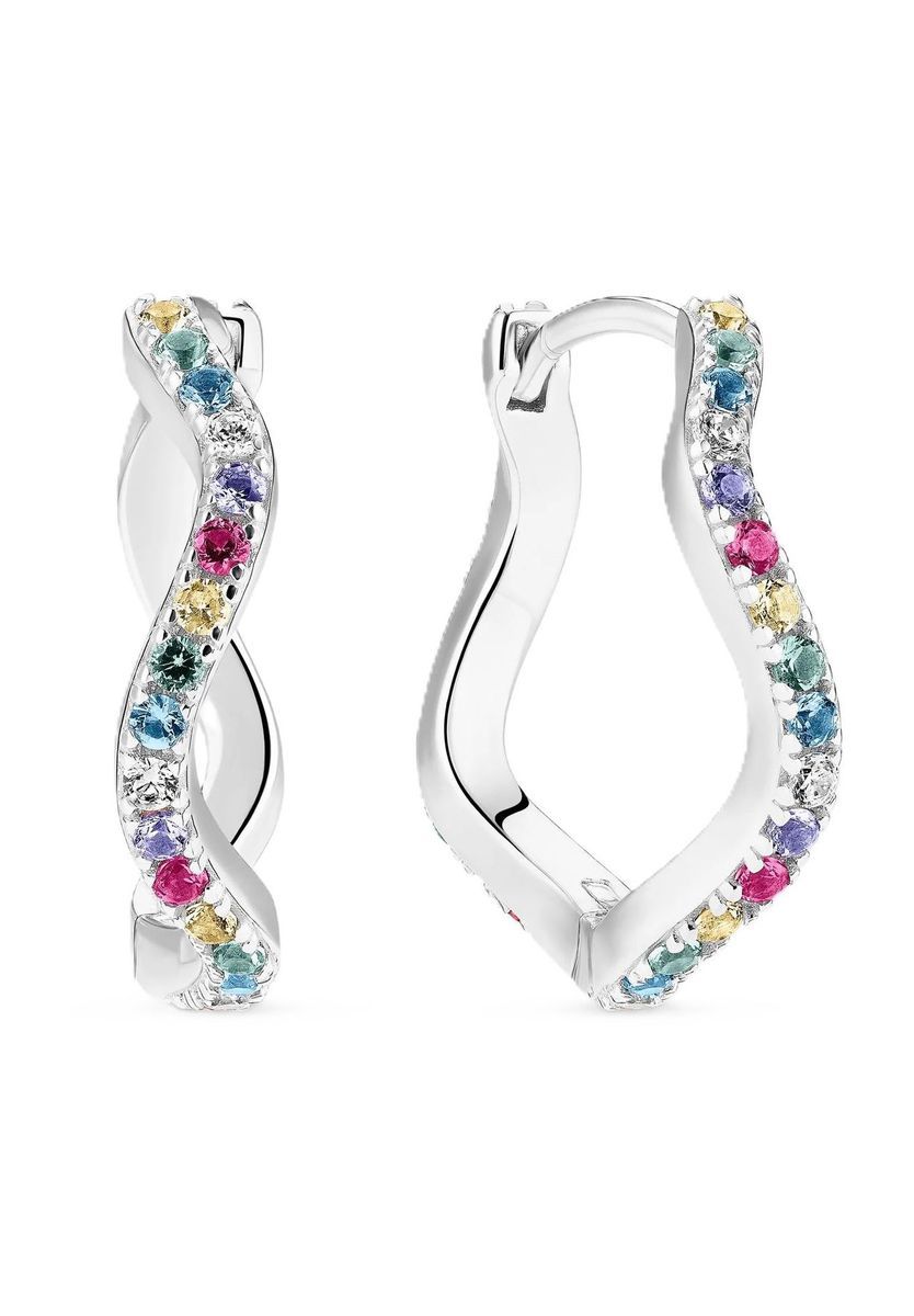 Gedrehte Creolen mit mehrfarbigen Zirkonia