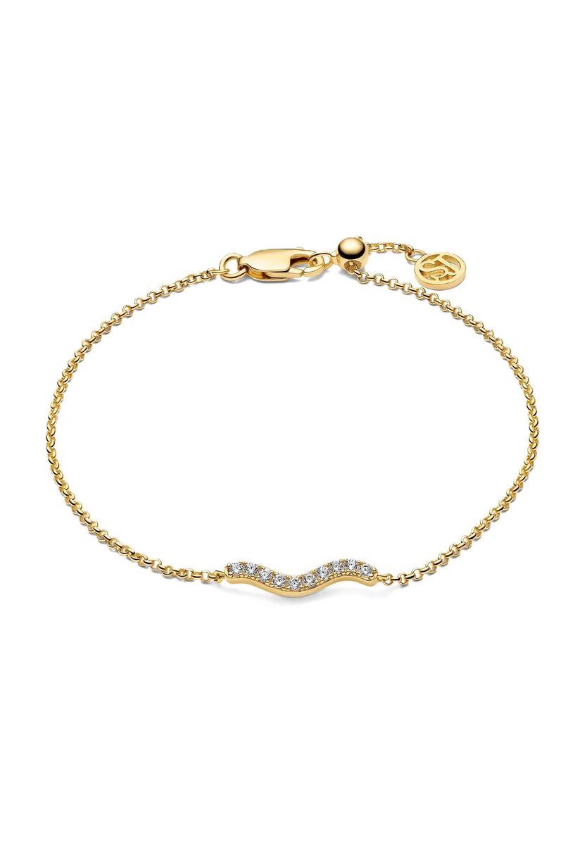 Feines goldenes Wellenarmband mit Zirkonia